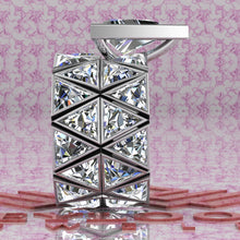 Load image into Gallery viewer, 22.5 CTW Triangle Cut Two-Piece Bridal D Color Bezel Moissanite Set