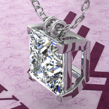 Load image into Gallery viewer, 9 CT Princess Cut Solitaire Basket Moissanite Necklace D Color