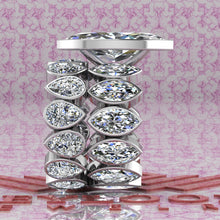 Load image into Gallery viewer, 18.6 CTW Marquise Cut Two-Piece Bridal D Color Bezel Moissanite Set
