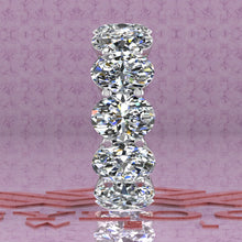 Load image into Gallery viewer, 18 CTW Medium Oval Cut Eternity Bands D Color Basket Moissanite Ring