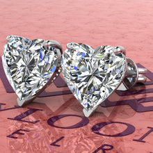 Load image into Gallery viewer, 4 CT x2 Heart Cut Stud D Color Basket Moissanite Earrings