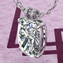Load image into Gallery viewer, 8 CT Medium Cushion Cut Solitaire Basket Moissanite Necklace D Color
