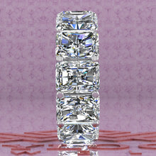 Load image into Gallery viewer, 24 CTW Medium Radiant Cut Eternity Bands D Color Basket Moissanite Ring
