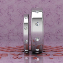 Load image into Gallery viewer, 0.5 CTW Round Cut Couple's Wedding Bands Flush Moissanite Set D Color