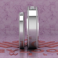 Load image into Gallery viewer, 0.6 CTW Princess Cut Couple's Wedding Bands Flush Moissanite Set D Color