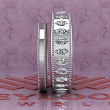 Load image into Gallery viewer, 2.5 CTW Marquise Cut Couple's Wedding Bands Flush Moissanite Set D Color