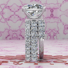Load image into Gallery viewer, 13.7 CTW Medium Cushion Cut Three-Piece Bridal D Color Basket Moissanite Set