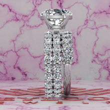 Load image into Gallery viewer, 7.2 CTW Fat Oval Cut Three-Piece Bridal D Color Basket Moissanite Set