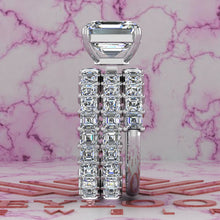 Load image into Gallery viewer, 10.2 CTW Asscher Cut Three-Piece Bridal D Color Basket Moissanite Set