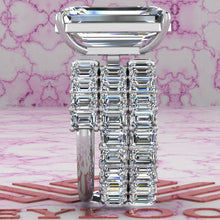 Load image into Gallery viewer, 20 CTW Elongated Emerald Cut Three-Piece Bridal D Color Basket Moissanite Set