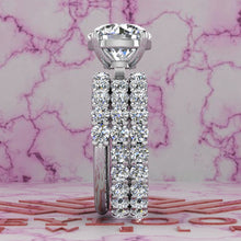 Load image into Gallery viewer, 6.25 CTW Round Cut Three-Piece Bridal D Color Basket Moissanite Set