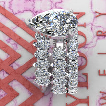 Load image into Gallery viewer, 11.8 CTW Pear Cut Three-Piece Bridal D Color Basket Moissanite Set