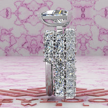 Load image into Gallery viewer, 9.6 CTW Triangle Cut Three-Piece Bridal D Color Basket Moissanite Set