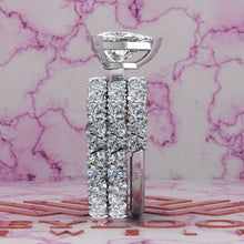 Load image into Gallery viewer, 6.6 CTW Trilliant Cut Three-Piece Bridal D Color Basket Moissanite Set