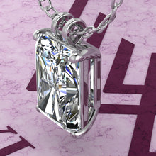 Load image into Gallery viewer, 9 CT Medium Radiant Cut Solitaire Basket Moissanite Necklace D Color
