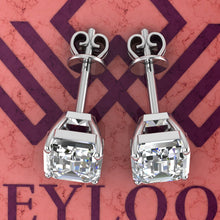 Load image into Gallery viewer, 5 CT x2 Medium Emerald Cut Stud D Color Basket Moissanite Earrings
