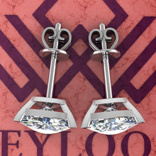 Load image into Gallery viewer, 4 CT x2 Trilliant Cut Heart Prong Stud D Color Basket Moissanite Earrings