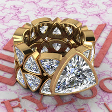 Load image into Gallery viewer, 18.5 CTW Trilliant Cut Two-Piece Bridal D Color Bezel Moissanite Set
