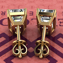 Load image into Gallery viewer, 5 CT x2 Medium Emerald Cut Stud D Color Basket Moissanite Earrings