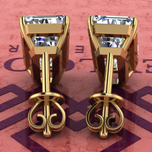 Load image into Gallery viewer, 8.5 CT x2 Elongated Emerald Cut Stud D Color Basket Moissanite Earrings