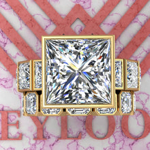 Load image into Gallery viewer, 20.85 CTW Princess Cut Two-Piece Bridal D Color Bezel Moissanite Set