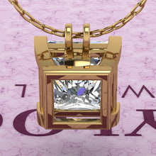 Load image into Gallery viewer, 9 CT Princess Cut Solitaire Basket Moissanite Necklace D Color