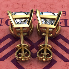 Load image into Gallery viewer, 6 CT x2 Princess Cut Stud D Color Basket Moissanite Earrings