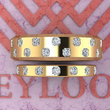 Load image into Gallery viewer, 2.7 CTW Square Radiant Cut Couple's Wedding Bands Flush Moissanite Set D Color