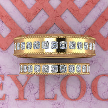 Load image into Gallery viewer, 3.4 CTW Asscher Cut Couple's Wedding Bands Flush Moissanite Set D Color