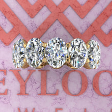 Load image into Gallery viewer, 18 CTW Medium Oval Cut Eternity Bands D Color Basket Moissanite Ring