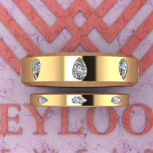 Load image into Gallery viewer, 2.4 CTW Pear Cut Couple's Wedding Bands Flush Moissanite Set D Color