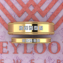 Load image into Gallery viewer, 0.6 CTW Princess Cut Couple's Wedding Bands Flush Moissanite Set D Color