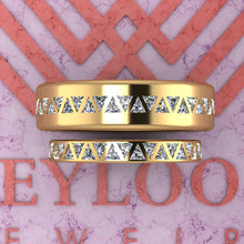 Load image into Gallery viewer, 2.5 CTW Triangle Cut Couple's Wedding Bands Flush Moissanite Set D Color