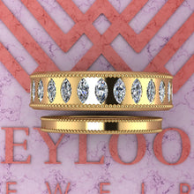 Load image into Gallery viewer, 2.5 CTW Marquise Cut Couple's Wedding Bands Flush Moissanite Set D Color