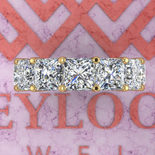 Load image into Gallery viewer, 19.5 CTW Princess Cut Eternity Bands D Color Basket Moissanite Ring