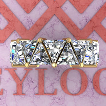 Load image into Gallery viewer, 15.2 CTW Triangle Cut Eternity Bands D Color Basket Moissanite Ring