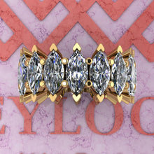 Load image into Gallery viewer, 8.8 CTW Marquise Cut Eternity Bands D Color Basket Moissanite Ring