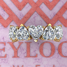 Load image into Gallery viewer, 17 CTW Heart Cut Eternity Bands D Color Basket Moissanite Ring
