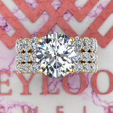 Load image into Gallery viewer, 7.2 CTW Fat Oval Cut Three-Piece Bridal D Color Basket Moissanite Set