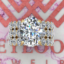 Load image into Gallery viewer, 8.6 CTW Medium Oval Cut Three-Piece Bridal D Color Basket Moissanite Set