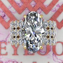 Load image into Gallery viewer, 14.8 CTW Elongated Oval Cut Three-Piece Bridal D Color Basket Moissanite Set