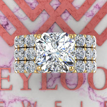 Load image into Gallery viewer, 9 CTW Square Radiant Cut Three-Piece Bridal D Color Basket Moissanite Set