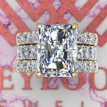 Load image into Gallery viewer, 14 CTW Medium Radiant Cut Three-Piece Bridal D Color Basket Moissanite Set