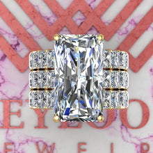 Load image into Gallery viewer, 21 CTW Elongated Radiant Cut Three-Piece Bridal D Color Basket Moissanite Set