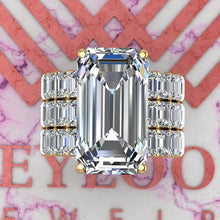 Load image into Gallery viewer, 20 CTW Elongated Emerald Cut Three-Piece Bridal D Color Basket Moissanite Set