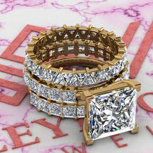 Load image into Gallery viewer, 11.5 CTW Princess Cut Three-Piece Bridal D Color Basket Moissanite Set