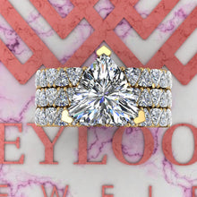 Load image into Gallery viewer, 6.6 CTW Trilliant Cut Three-Piece Bridal D Color Basket Moissanite Set