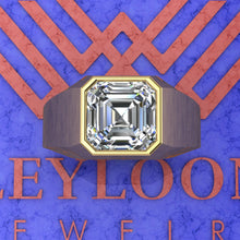 Load image into Gallery viewer, 3.5 CT Ascher Cut Bazel Man's Moissanite Engagement Ring D Color Active