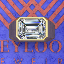 Load image into Gallery viewer, 6 CT Medium Emerald Cut Bazel Man's Moissanite Engagement Ring D Color