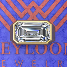 Load image into Gallery viewer, 10 CT Elongated Emerald Cut Bazel Man's Moissanite Engagement Ring D Color
